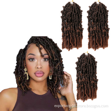 Wavy Goddess Butterfly Locs Synthetic Braiding Hair Faux Hair Locs Extension Braids Ombre Soft Crochet Hair Expression For Woman